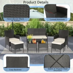 Costway 7pcs Patio Rattan Sofa Furniture Set Table Ottoman Metal Cushioned Outdoor Pool -Costway GUEST 52dd4264 3f13 4b1f 8345 e82d792f3e31