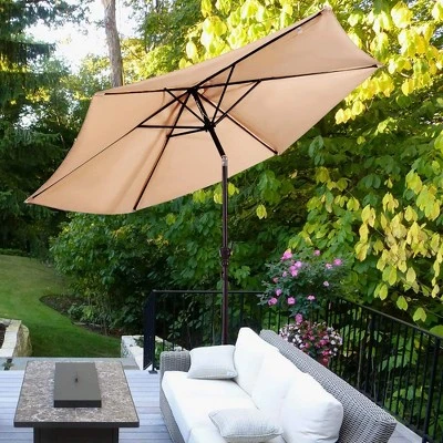 Costway 9ft Patio Umbrella Outdoor W/ 50 LBS Round Umbrella Stand W/ Wheels 2 Costway 9ft Patio Umbrella Outdoor W/ 50 LBS Round Umbrella Stand W/ Wheels - Image 2