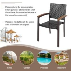 Costway Set Of 2 Outdoor Patio PE Rattan Dining Chairs Armrest Stackable Garden 10 Costway Set Of 2 Outdoor Patio PE Rattan Dining Chairs Armrest Stackable Garden -Costway GUEST 53121cd5 424b 4661 a15b 8088410f40f9