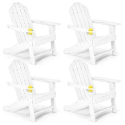 Costway 4PCS Patio Adirondack Chair Weather Resistant Garden Deck W/Cup Holder WhiteBlackGreyTurquoise -Costway GUEST 53237782 c028 4313 a18f 6de6fac80f1d