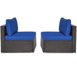 Costway 2PCS Patio Rattan Armless Sofa Sectional Furniture W/Navy Cushion 17 Costway 2PCS Patio Rattan Armless Sofa Sectional Furniture W/Navy Cushion -Costway GUEST 533d0be3 2285 4682 99bd 81556f412c09