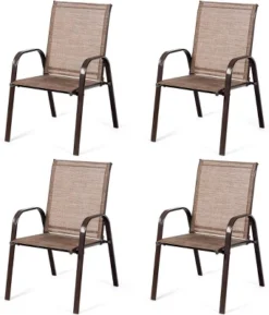 Costway 4PCS Patio Chairs Garden Deck Yard With Armrest Brown/Beige/Gray -Costway GUEST 5389a921 838c 4eca 8ce6 065296f7ed76