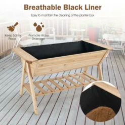 Costway 59'' X 31'' X 32.5'' Raised Garden Bed W/ Shelf Wood Elevated Planter Box W/ Liner -Costway GUEST 53e55d0b 277c 4d4f b47c a7cbd8b4b677