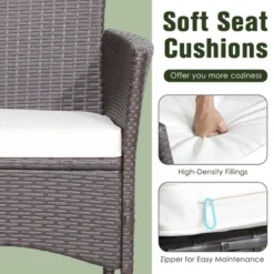 Costway 3PCS Patio Wicker Dining Set Acacia Wood Table Top With Cushioned Chairs Garden 13 Costway 3PCS Patio Wicker Dining Set Acacia Wood Table Top With Cushioned Chairs Garden -Costway GUEST 544fbc64 7916 4662 a487 71b420419dbb