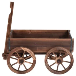 Costway Wood Wagon Flower Planter Pot Stand Garden W/Wheels -Costway GUEST 5488b472 58d8 4650 a031 91a201342011 1
