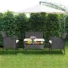 Costway 4PCS Patio Furniture Set Rattan Wicker Conversation Set Outdoor