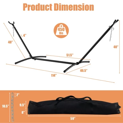 Costway 2-Person Hammock Stand Heavy-Duty Frame Storage Bag Included 450 LBS Capacity 2 Costway 2-Person Hammock Stand Heavy-Duty Frame Storage Bag Included 450 LBS Capacity - Image 2