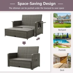 Costway Patio Rattan Daybed Set Wicker Loveseat Sofa With Ottoman & Retractable Side Tray 16 Costway Patio Rattan Daybed Set Wicker Loveseat Sofa With Ottoman & Retractable Side Tray -Costway GUEST 54b291d0 ef52 496e ab38 9727eba12af1