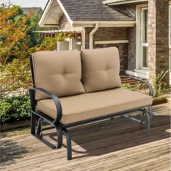 Costway Patio 2-Person Glider Bench Rocking Loveseat Cushioned Armrest Brick RedBeigeBlue 17 Costway Patio 2-Person Glider Bench Rocking Loveseat Cushioned Armrest Brick RedBeigeBlue -Costway GUEST 54d01e2a c573 41f5 8c5c 98ec9cc5dd63