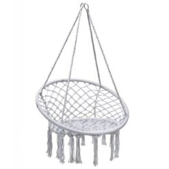 Costway Hanging Hammock Chair Macrame Swing Handwoven Cotton Backrest Garden Grey Black 20 Costway Hanging Hammock Chair Macrame Swing Handwoven Cotton Backrest Garden Grey Black -Costway GUEST 54ef3b1c 5d55 49ad 9dbb a42a59f47b08