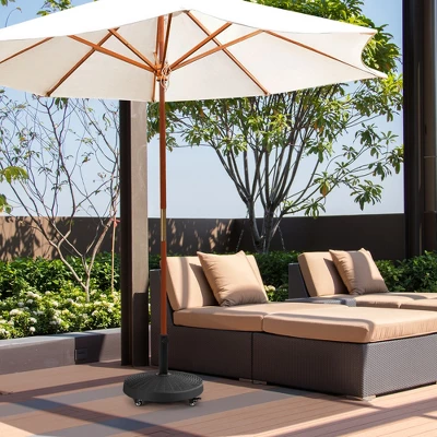 Costway 50 Lbs Round Resin Patio Umbrella Base Stand Holder W/ Lockable Wheels 3 Costway 50 Lbs Round Resin Patio Umbrella Base Stand Holder W/ Lockable Wheels - Image 3