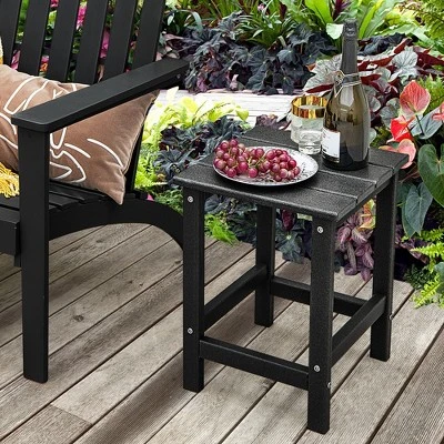 Costway 14'' Patio Adirondack Side End Table HDPE Square Weather Resistant Garden Black/Brown/Grey/White 1 Costway 14'' Patio Adirondack Side End Table HDPE Square Weather Resistant Garden Black/Brown/Grey/White
