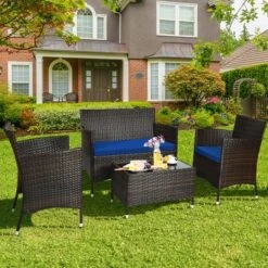 Costway 4PCS Rattan Patio Furniture Set Cushioned Sofa Chair Coffee Table 28 Costway 4PCS Rattan Patio Furniture Set Cushioned Sofa Chair Coffee Table -Costway GUEST 553dd3c5 187f 4119 8600 eb856c51e8cd