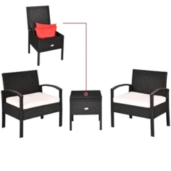 Costway 3PCS Patio Rattan Furniture Set Storage Table Cushioned Sofa Deck RedTurquoise 15 Costway 3PCS Patio Rattan Furniture Set Storage Table Cushioned Sofa Deck RedTurquoise -Costway GUEST 55566ebe 977c 4cc2 ad1c 451777209650