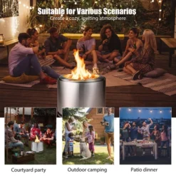 Costway 18.5'' Smokeless Fire Pit 304 Stainless Steel Stove Bonfire With Waterproof Cover -Costway GUEST 556f2822 e590 4c44 ae44 1e3763273136