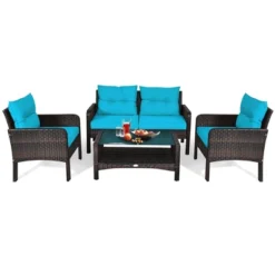 Costway 8PCS Patio Rattan Sectional Furniture Set Loveseat Sofa Coffee Table W/Turquoise Cushion 13 Costway 8PCS Patio Rattan Sectional Furniture Set Loveseat Sofa Coffee Table W/Turquoise Cushion -Costway GUEST 557cac4a 95b0 4ff9 8011 1e33053d2918