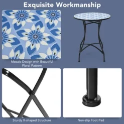 Costway 28.5'' Patio Round Mosaic Bistro Table Plant Stand Blue Flower Pattern 7 Costway 28.5'' Patio Round Mosaic Bistro Table Plant Stand Blue Flower Pattern -Costway GUEST 55fc595c 25d8 4b88 8a49 78a08dc45e72