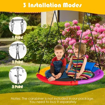Costway 40'' Saucer Tree Swing Outdoor Round Platform Swing W/ Pillow & Handle 8 Costway 40'' Saucer Tree Swing Outdoor Round Platform Swing W/ Pillow & Handle - Image 8