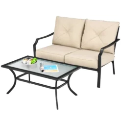 Costway 2 PCS Patio Loveseat With Coffee Table Outdoor Sofa Bench With Cushions 16 Costway 2 PCS Patio Loveseat With Coffee Table Outdoor Sofa Bench With Cushions -Costway GUEST 56317acb be73 4bc3 a265 b8d4d1eac2f6