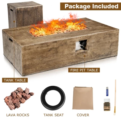Costway 48''x27'' 50,000 BTU Propane Fire Pit Table Set W/ Side Table Tank Storage & Cover 9 Costway 48''x27'' 50,000 BTU Propane Fire Pit Table Set W/ Side Table Tank Storage & Cover - Image 9