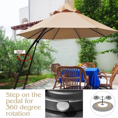 Costway 11FT Outdoor Cantilever Offset Hanging Umbrella W/ Base Wheel 5 Costway 11FT Outdoor Cantilever Offset Hanging Umbrella W/ Base Wheel - Image 5