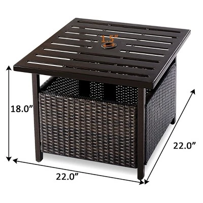 Costway Brown Rattan Wicker Steel Side Table Outdoor Furniture Deck Garden Patio Pool 1 Costway Brown Rattan Wicker Steel Side Table Outdoor Furniture Deck Garden Patio Pool