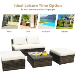 Costway 5PCS Patio Rattan Wicker Furniture Set Armless Sofa Ottoman Cushioned Garden -Costway GUEST 5703e255 b84c 4b47 9425 b8882aa7b1a3
