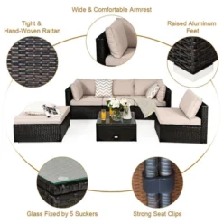 Costway 6PCS Outdoor Patio Rattan Furniture Set Cushioned Sectional Sofa Table Ottoman 15 Costway 6PCS Outdoor Patio Rattan Furniture Set Cushioned Sectional Sofa Table Ottoman -Costway GUEST 5705db20 cbb3 49d7 bd3d aad236caaa5b