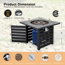 Costway 32'' Square Propane Fire Pit Table For Patio W/Lava Rocks Rain Cover 50,000 BTU 11 Costway 32'' Square Propane Fire Pit Table For Patio W/Lava Rocks Rain Cover 50,000 BTU -Costway GUEST 5751ef44 9f1f 474e a135 729ef479c795