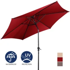 Costway 9FT Patio Umbrella Patio Market Steel Tilt W/ Crank Outdoor Yard Garden Burgundy -Costway GUEST 57869669 fe2a 4cc7 97f0 88f8a37ce729