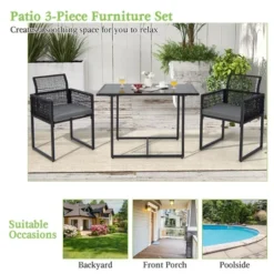 Costway 3PCS Patio PE Wicker Furniture Set Cushioned Chairs With Folding Backrest Backyard 12 Costway 3PCS Patio PE Wicker Furniture Set Cushioned Chairs With Folding Backrest Backyard -Costway GUEST 578f91df fe1b 40a6 b9e9 5c765864c5b5