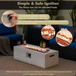 Costway 42'' Terrazzo Fire Pit Table 50,000 BTU Rectangle Propane Fire Pit With PVC Cover -Costway GUEST 579438da fe7c 4f7f 9cbe cfb75bc73ef6