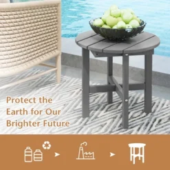 Costway Patio 18'' Adirondack Round Side Table All Weather HDPE End Table Outdoor Grey -Costway GUEST 57a854f4 7c36 4317 b93a 0069b6164888