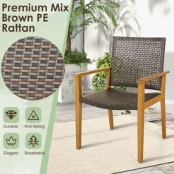 Costway Set Of 4 Patio Dining Chairs Outdoor Acacia Wood Rattan Armchairs Garden Balcony 8 Costway Set Of 4 Patio Dining Chairs Outdoor Acacia Wood Rattan Armchairs Garden Balcony -Costway GUEST 57b05b17 59ca 468c a1cf 2613d3c66703