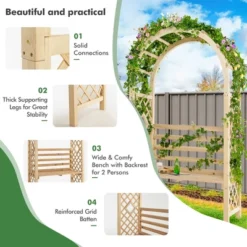 Costway Wooden Garden Bench Arch Pergola Outdoor Arbor W/backrest Patio Trellis Pergola -Costway GUEST 57cb912e d021 4ce1 b9de 419d7264ff04