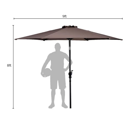Costway 9ft Patio Umbrella Patio Market Steel Tilt W/ Crank Outdoor Yard Garden (Tan) 2 Costway 9ft Patio Umbrella Patio Market Steel Tilt W/ Crank Outdoor Yard Garden (Tan) - Image 2