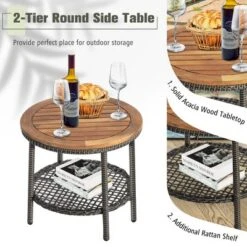 Costway Patiojoy 3PCS Patio Rattan Furniture Set Cushioned Sofas Wood Table Top W/Shelf -Costway GUEST 587d420d c644 415f 88ba aae4c1350437