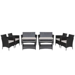 Costway 8PCS Patio Rattan Furniture Set Armrest Cushion Sofa Coffee Table With Shelf Garden -Costway GUEST 588bb4f0 1d11 47ce a2a9 a20c5f98ca29