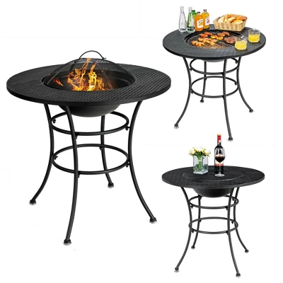 Costway 31.5'' Patio Fire Pit Dining Table Charcoal Wood Burning W/ Cooking BBQ Grate 9 Costway 31.5'' Patio Fire Pit Dining Table Charcoal Wood Burning W/ Cooking BBQ Grate - Image 9