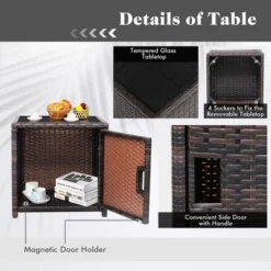 Costway 3PCS Patio Wicker Furniture Set Storage Table W/Protect Cover Cushioned -Costway GUEST 58c05df8 8c85 43d7 8f90 a52d9d62fed0