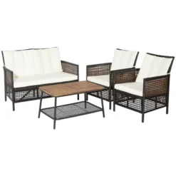 Costway 8PCS Patio Rattan Furniture Set Cushioned Chairs Wood Table Top W/Shelf 17 Costway 8PCS Patio Rattan Furniture Set Cushioned Chairs Wood Table Top W/Shelf -Costway GUEST 58fda6db cbd9 4f03 b225 0206123b15c3