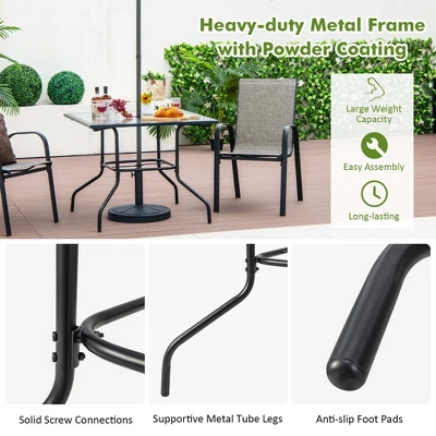 Costway 35'' Patio Dining Table Tempered Glass Top Bistro Table With 1.5'' Umbrella Hole 7 Costway 35'' Patio Dining Table Tempered Glass Top Bistro Table With 1.5'' Umbrella Hole - Image 7