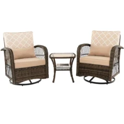 Costway Patio 3PCS Wicker Swivel Rocker Set 2 Rocking Chairs 360 Degrees With Coffee Table 17 Costway Patio 3PCS Wicker Swivel Rocker Set 2 Rocking Chairs 360 Degrees With Coffee Table -Costway GUEST 59346939 dcb9 4303 931e 3987751944b9