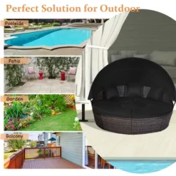 Costway Patio Rattan Daybed Cushioned Sofa Adjustable Table Top Canopy Black 12 Costway Patio Rattan Daybed Cushioned Sofa Adjustable Table Top Canopy Black -Costway GUEST 5942b906 dc15 4d56 9307 9f4f9ec44124