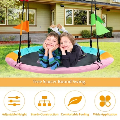 Costway 40'' Flying Saucer Tree Swing Indoor Outdoor Swing Play Set W/Hanging Strap Horse 3 Costway 40'' Flying Saucer Tree Swing Indoor Outdoor Swing Play Set W/Hanging Strap Horse - Image 3