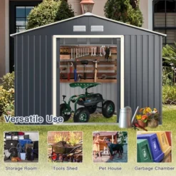 Costway Outdoor Tool Storage Shed Large Utility Storage House W/ Sliding Door 17 Costway Outdoor Tool Storage Shed Large Utility Storage House W/ Sliding Door -Costway GUEST 59cb6b6c 5ae5 44c9 b9e2 5cf00e7a1110