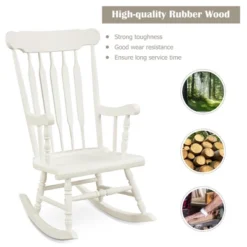 Costway Solid Wood Rocking Chair Porch Rocker Indoor Outdoor Seat Glossy Finish WhiteCoffee -Costway GUEST 5a03c953 04d1 414b 97f6 9771b1dc7769