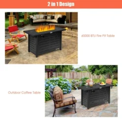 Costway 42'' Rectangular Propane Gas Fire Pit 60,000 Btu Heater Outdoor Table W/ Cover -Costway GUEST 5a7df78c 2674 4c69 ab42 996c7379e135