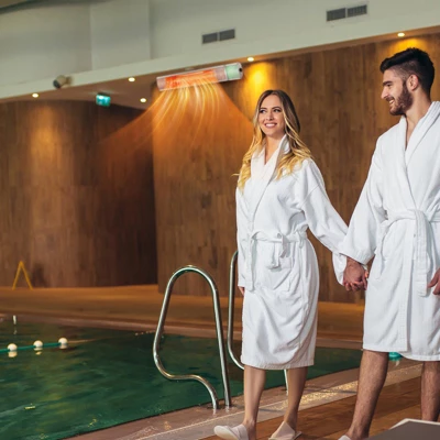 Costway Wall-Mounted Patio Heater 750W/1500W Infrared Heater With 9-Level Adjustable 24H Timer & Remote Control Silver 2 Costway Wall-Mounted Patio Heater 750W/1500W Infrared Heater With 9-Level Adjustable 24H Timer & Remote Control Silver - Image 2