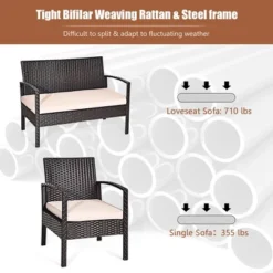 Costway Patio Rattan 4PCS Conversation Furniture Set Cushioned Seat Glass Table -Costway GUEST 5ae77258 2ce3 4000 bdcf fd3c69f50e62 1